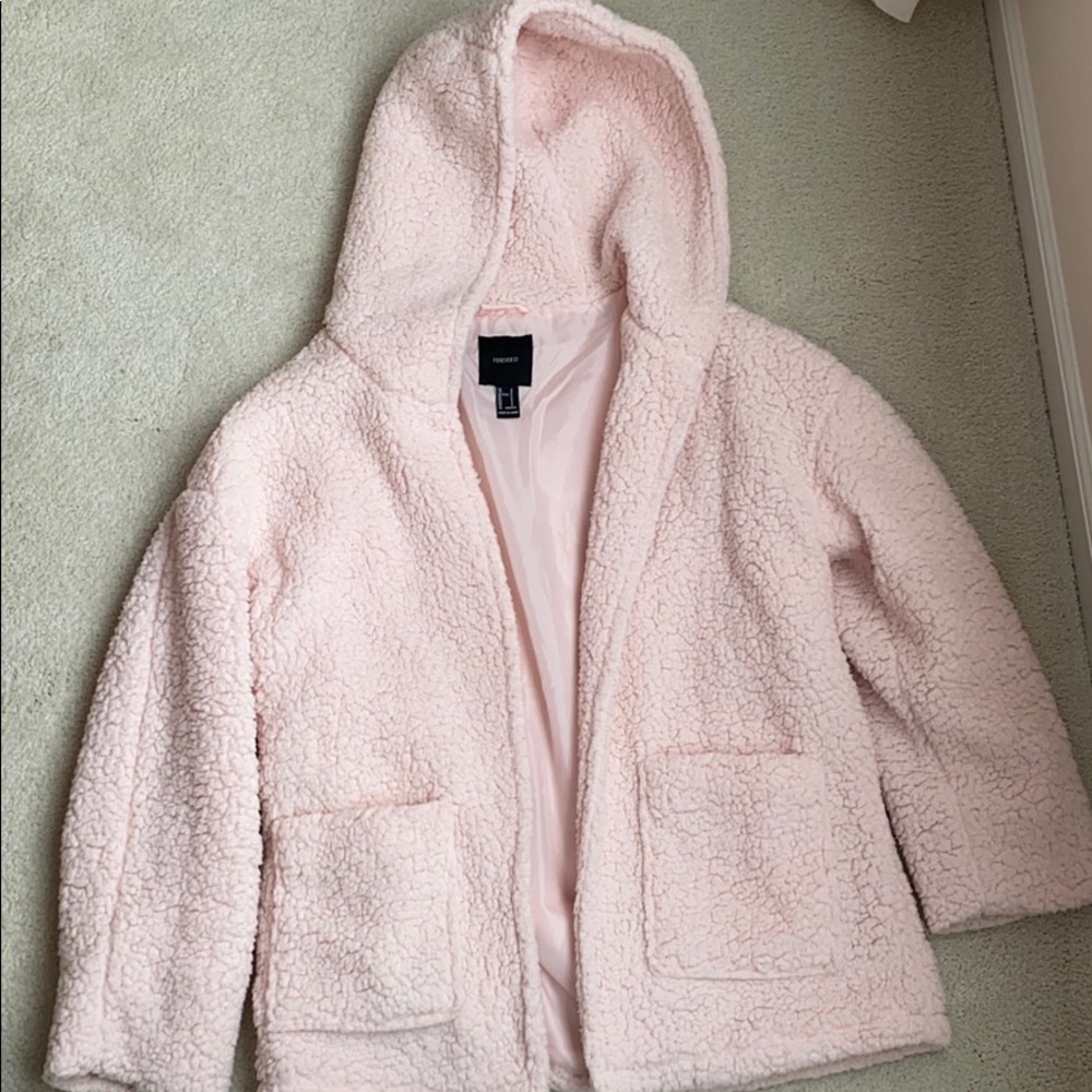 Forever 21 light pink teddy coat